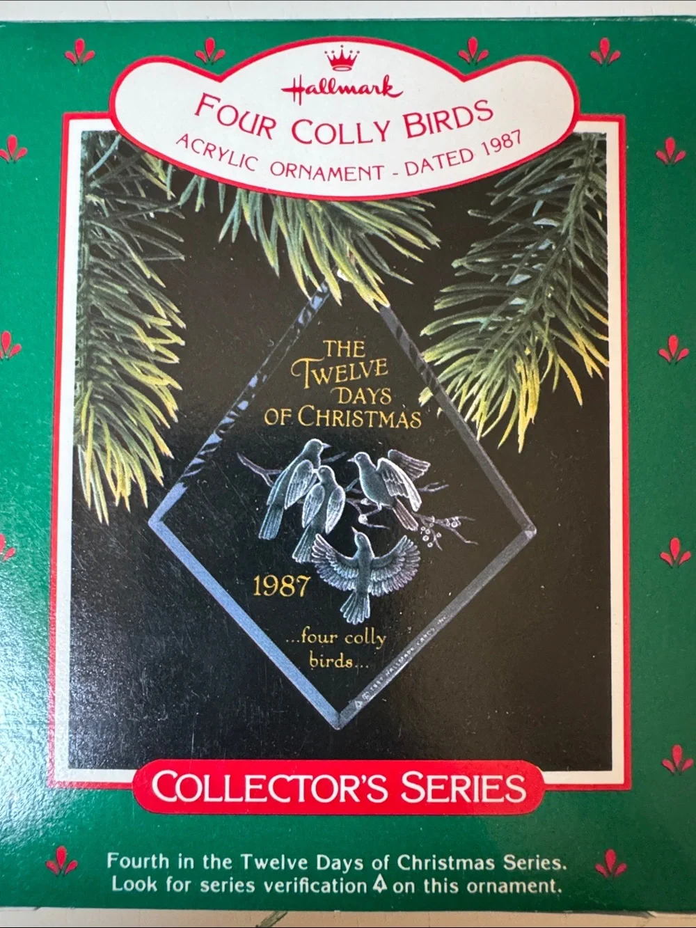 Hallmark Four Colly Birds Acrylic Ornament-Twelve Days of Christmas Collection